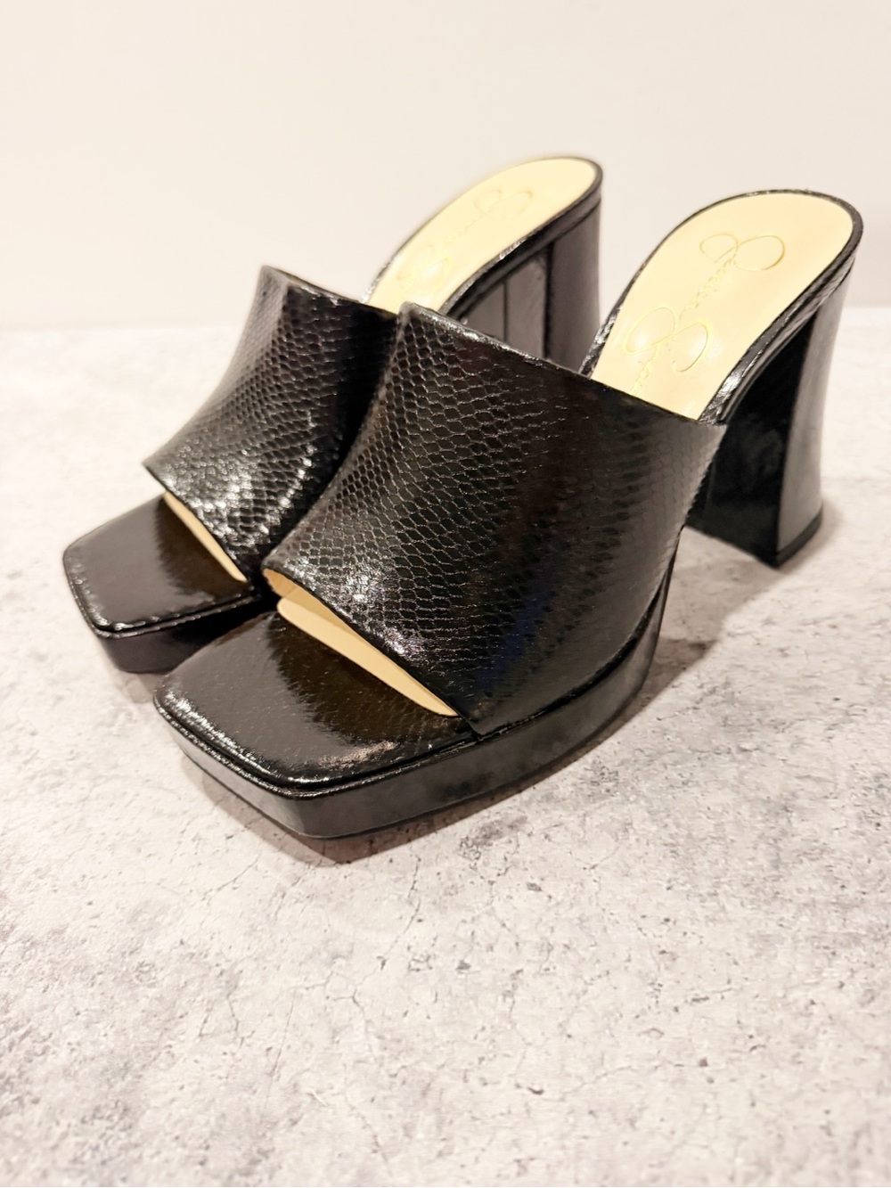 NEW Jessica Simpson Kashet Platform Slide Sandal Black Size 7.5